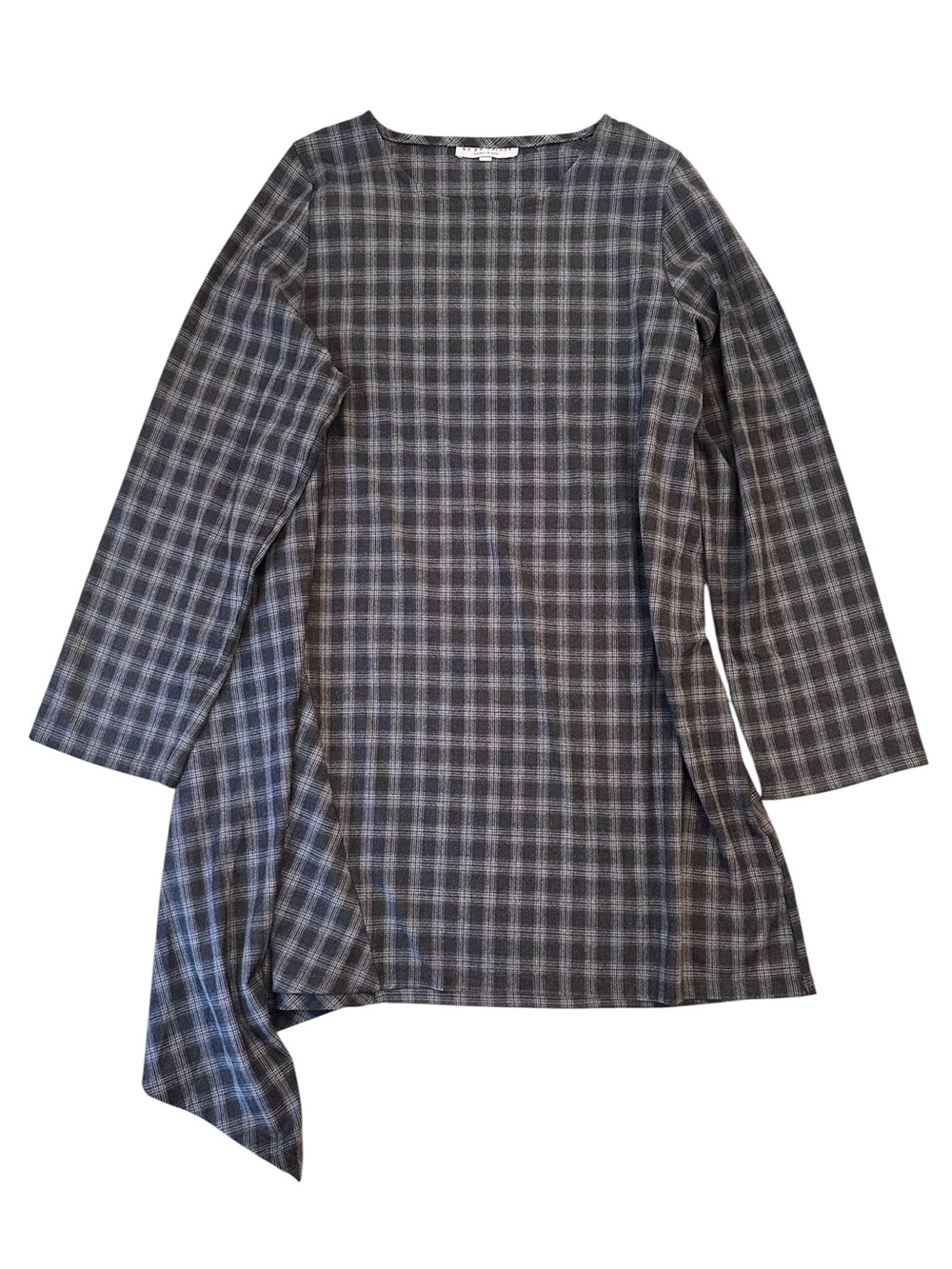 Bryn Walker Sway Plaid Tunic Gray size XL Lagenlook